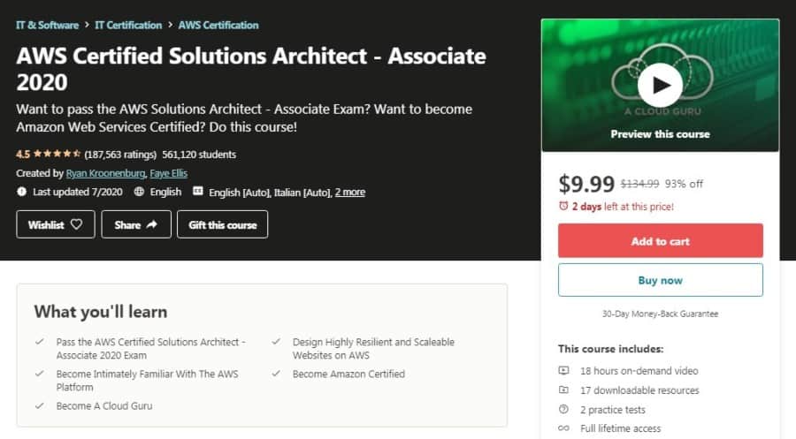 AWS Certified Solutions Architect - Associate 2020