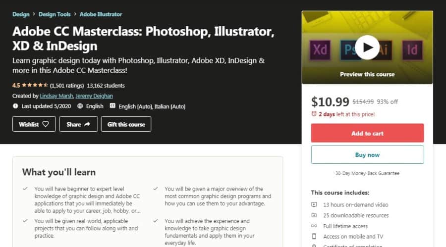 Adobe CC Masterclass: Photoshop, Illustrator, XD & InDesign