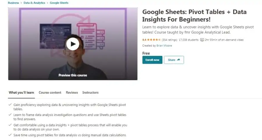 Google Sheets: Pivot Tables + Data Insights For Beginners