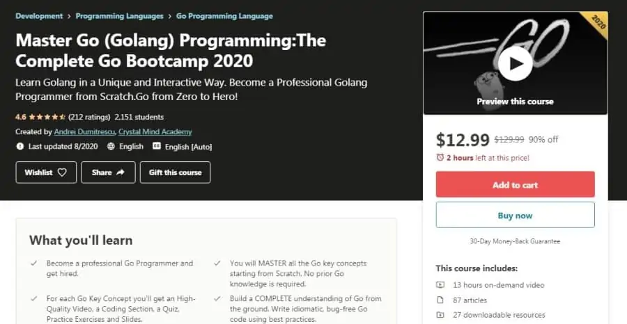 Master Go (Golang) Programming: The Complete Go Bootcamp 2020