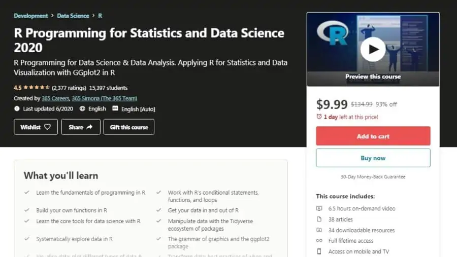 R Programming for Statistics and Data Science 2020