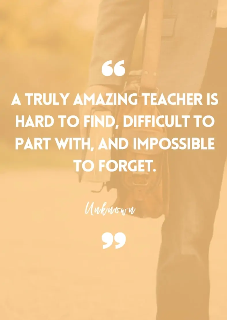 "A truly amazing teacher is hard to find, difficult to part with, and impossible to forget." - Unknown