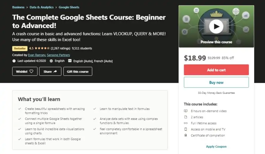 The Complete Google Sheets Course: Beginner to Advanced!