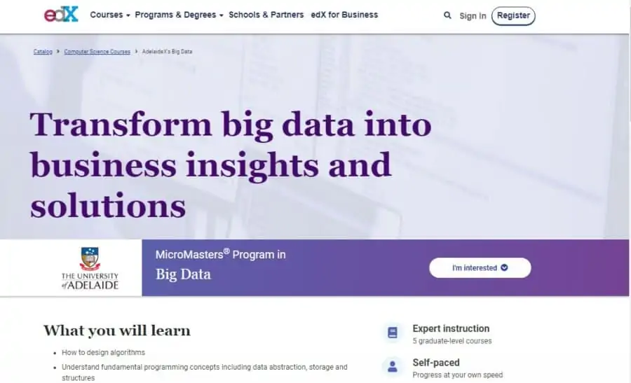 University of Adelaide MicroMasters Program in Big Data