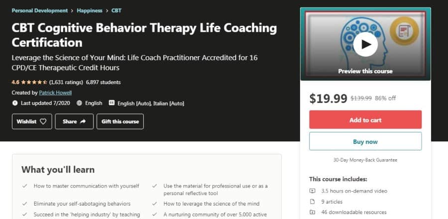 CBT Cognitive Behavior Therapy Life Coaching Certification