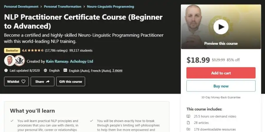 NLP Practitioner Certificate Course (Beginner to Advanced)
