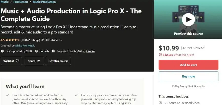 12. Music + Audio Production in Logic Pro X - The Complete Guide (Udemy)
