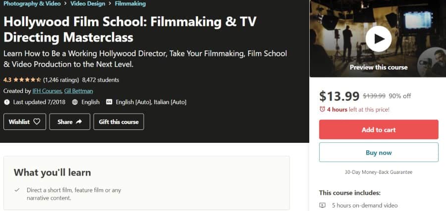 13. Hollywood Film School Filmmaking & TV Directing Masterclass (Udemy)