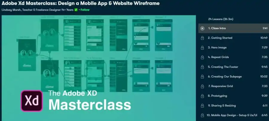 2. Adobe Xd Masterclass Design a Mobile App & Website Wireframe (Skillshare)