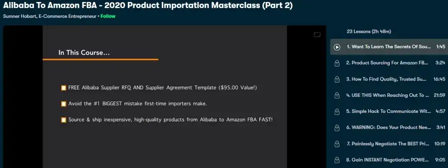 2. Alibaba To Amazon FBA - 2020 Product Importation Masterclass – Part 2 (Skillshare)