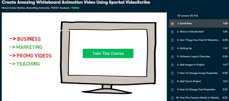 2. Create Amazing Whiteboard Animation Video Using Sparkol VideoScribe (Skillshare)