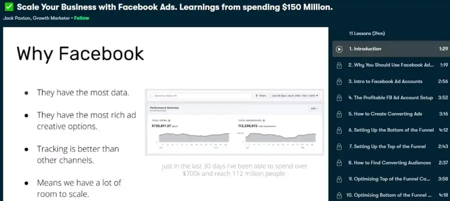 2. Scale Your Business with Facebook Ads. Learnings from spending $150 Million (Skillshare)