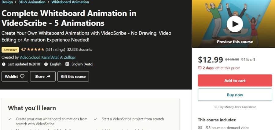 3. Complete Whiteboard Animation in VideoScribe - 5 Animations (Udemy)