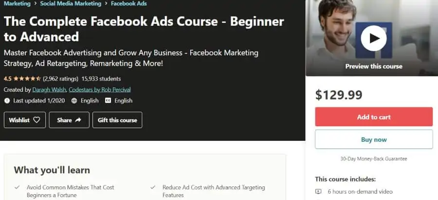 3. The Complete Facebook Ads Course - Beginner to Advanced (Udemy)