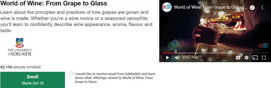 4. World of Wine From Grape to Glass (edX)