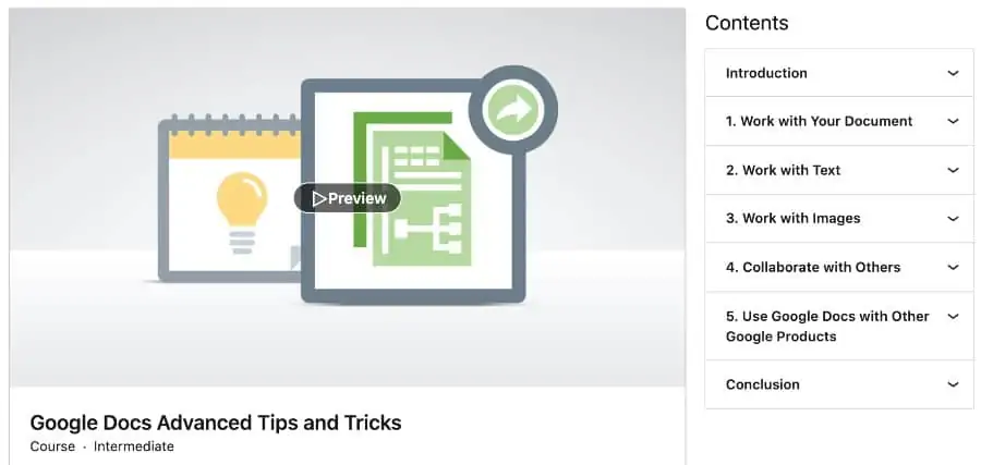 5. Google Docs Advanced Tips and Tricks (LinkedIn Learning)