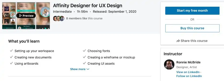 6. Affinity Designer for UX Design (LinkedIn Learning)