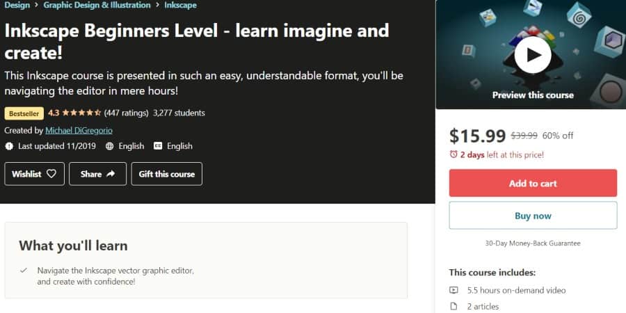 6. Inkscape Beginners Level - learn imagine and create! (Udemy)