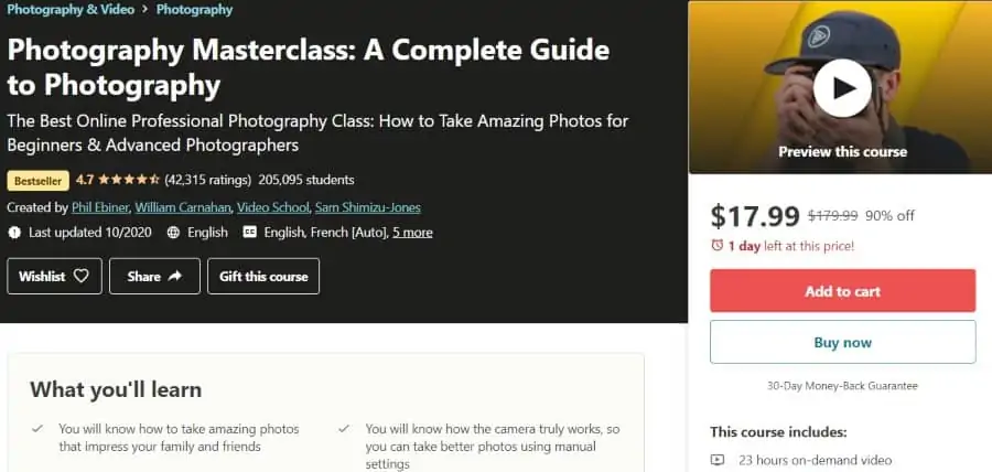 6. Photography Masterclass A Complete Guide to Photography (Udemy)