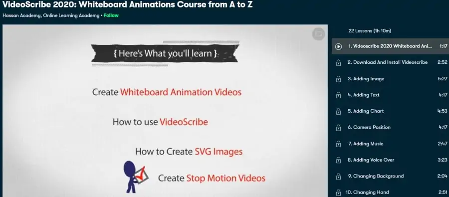 6. Videoscribe 2020 Whiteboard Animations Course from A to Z (Skillshare)