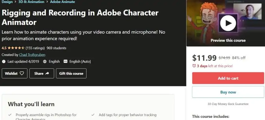 7. Rigging and Recording in Adobe Character Animaton (Udemy)
