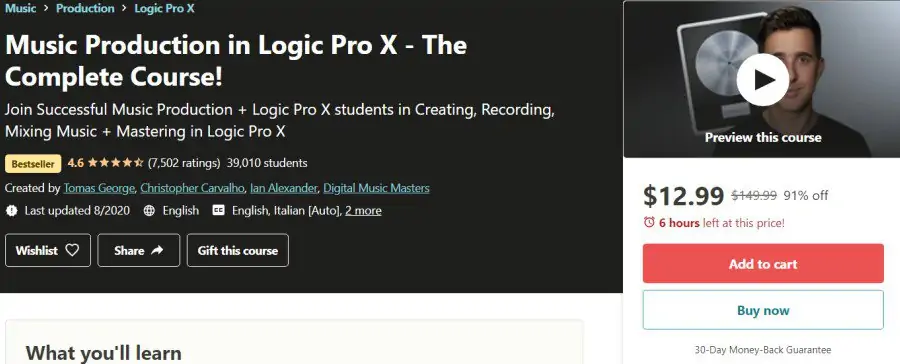 8. Music Production in Logic Pro X - The Complete Course! (Udemy)