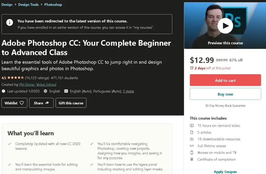 Adobe Photoshop CC Your Complete Beginner to Advanced Class (Udemy)