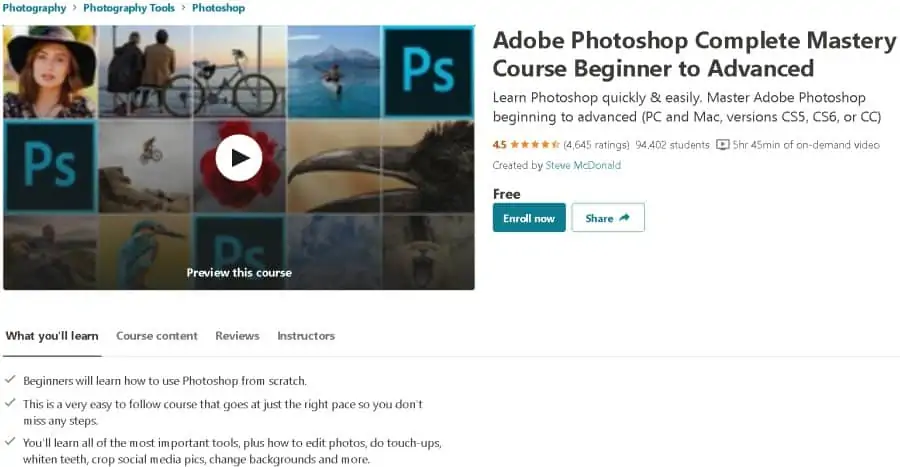 Adobe Photoshop Complete Mastery Course Beginner to Advanced (Udemy)