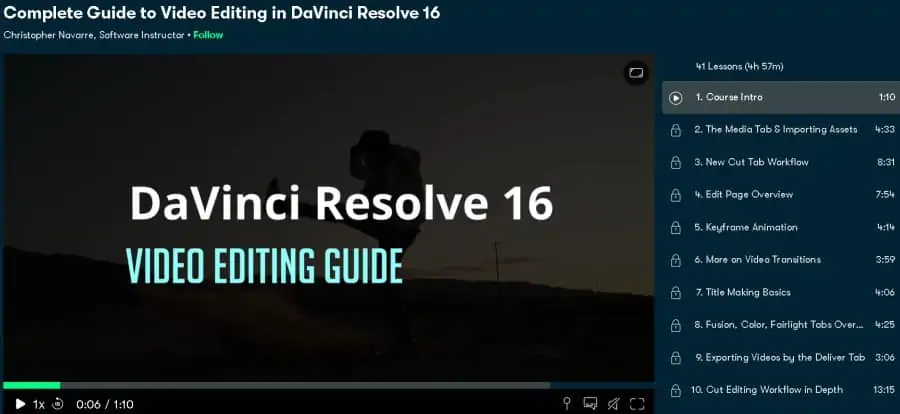 Complete Guide to Video Editing in DaVinci Resolve 16 (Skillshare)