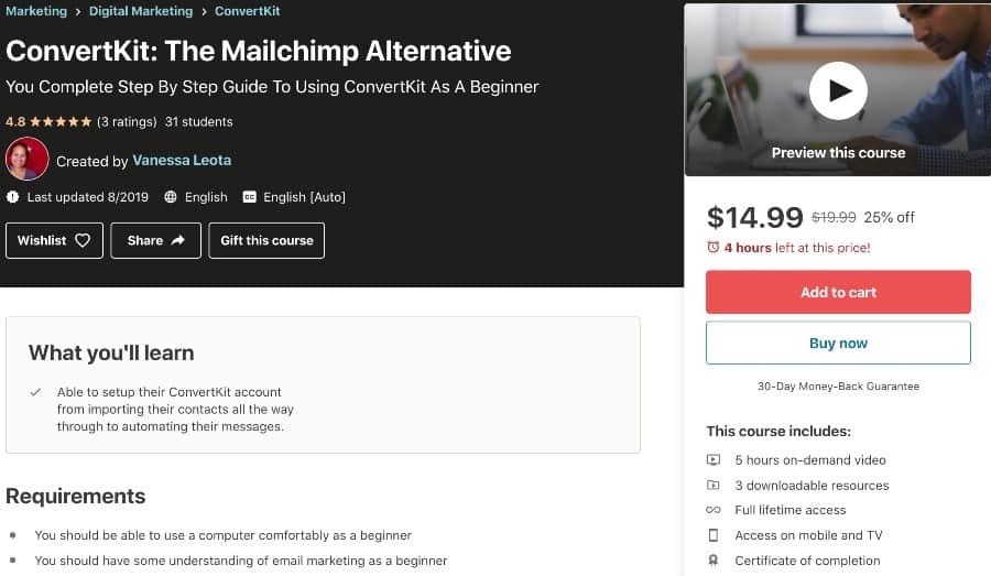 ConvertKit The Mailchimp Alternative (Udemy)