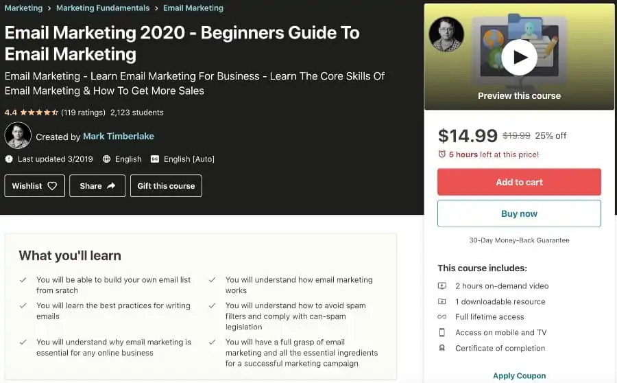Email Marketing 2020 Beginners Guide To Email Marketing (Udemy)