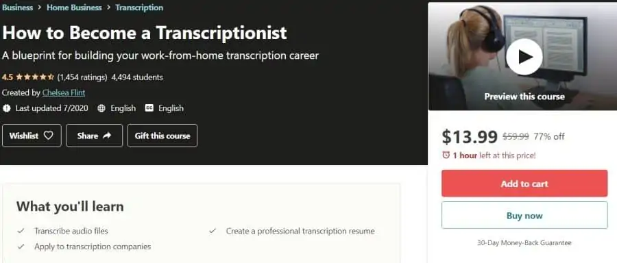 How to Become a Transcriptionist (Udemy)