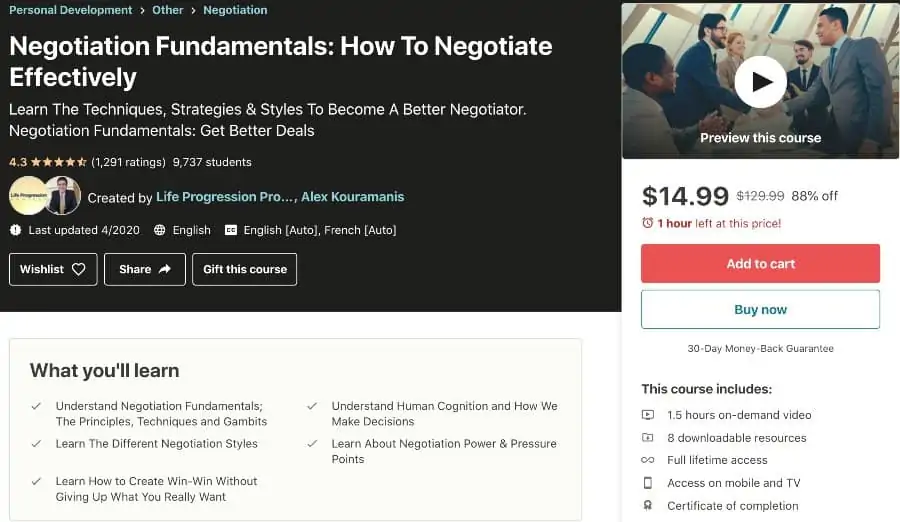 Negotiation Fundamentals How To Negotiate Effectively (Udemy)