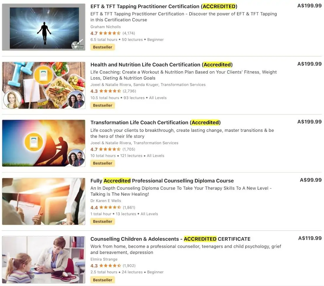 udemy accredited courses
