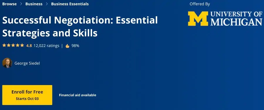 Successful Negotiation Essential Strategies and Skills (Coursera)