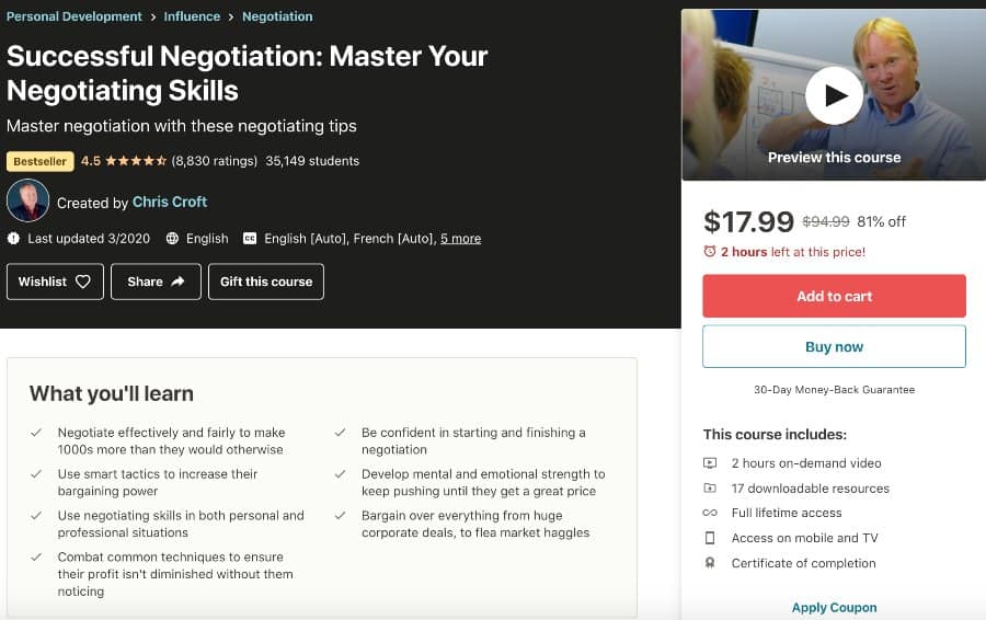 Successful Negotiation Master Your Negotiating Skills (Udemy)