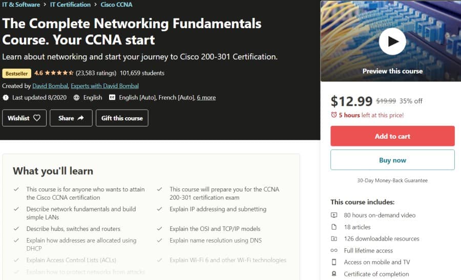 The Complete Networking Fundamentals Course. Your CCNA Start (Udemy)