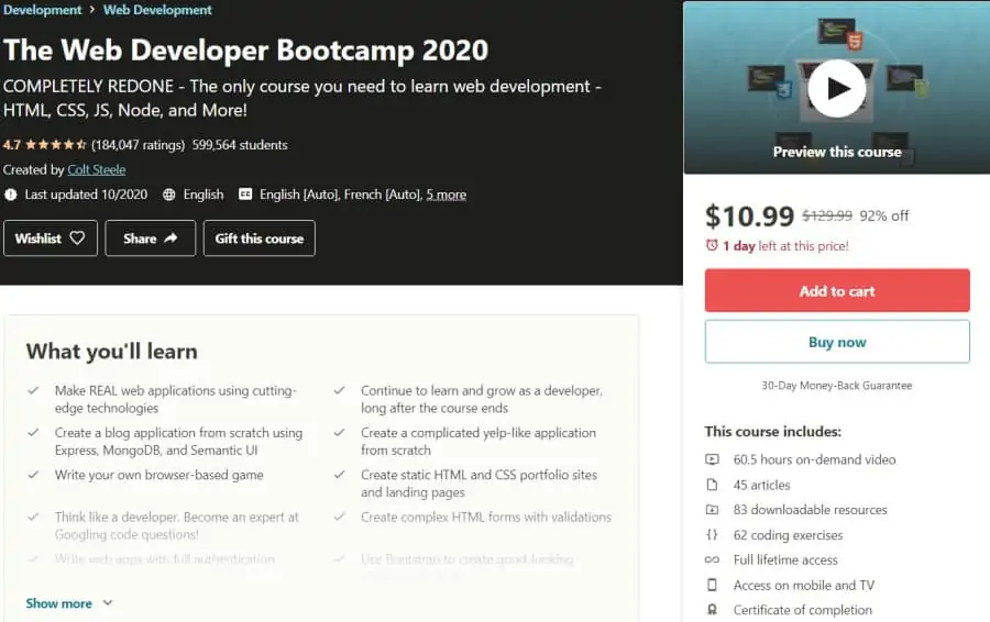 The Web Developer Bootcamp (Udemy)