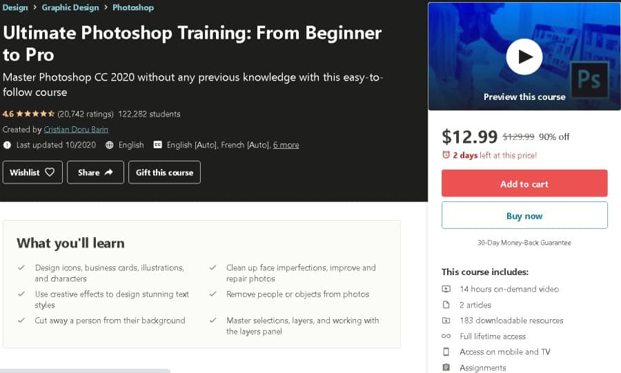 Ultimate Photoshop Training From Beginner to Pro (Udemy)
