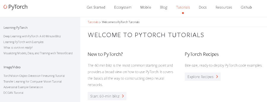 PyTorch Tutorials (Official PyTorch website)