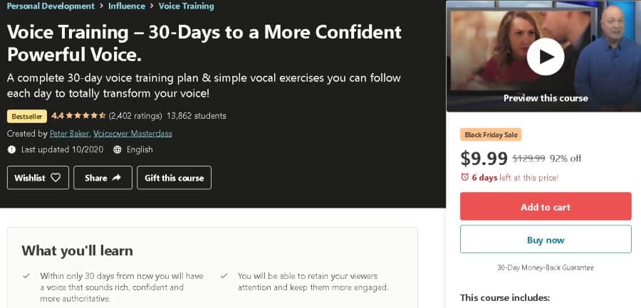 11. Voice Training – 30-Days to a More Confident Powerful Voice (Udemy)