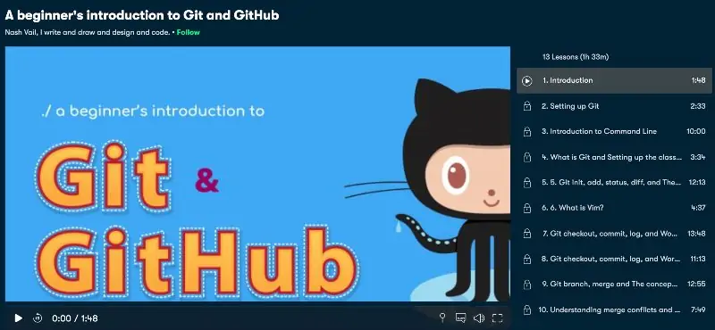 2. A Beginner's Introduction to Git and GitHub (Skillshare)