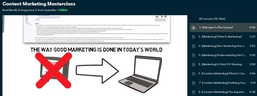 2. Content Marketing Masterclass (Skillshare)