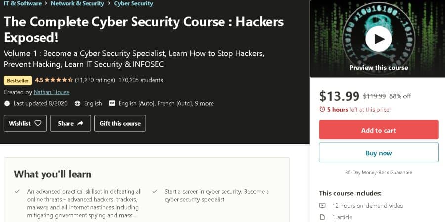 2. The Complete Cyber Security Course Hackers Exposed! (Udemy)