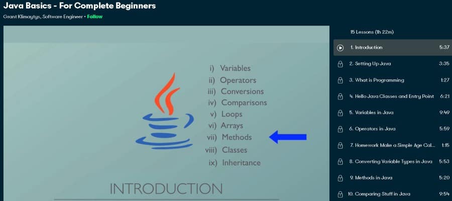 3. Java Basics - For Complete Beginners (Skillshare)