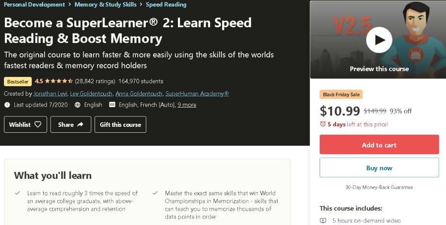 4. Become a SuperLearner® 2 Learn Speed Reading & Boost Memory (Udemy)