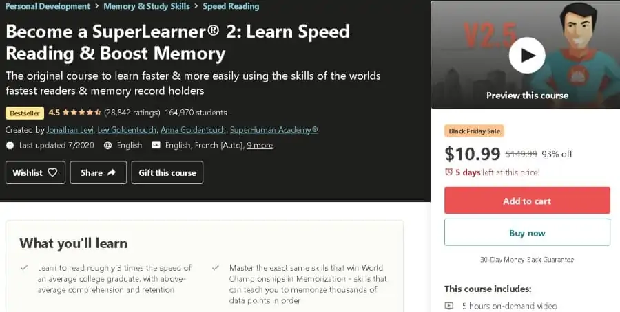 4. Become a SuperLearner® 2 Learn Speed Reading & Boost Memory (Udemy)