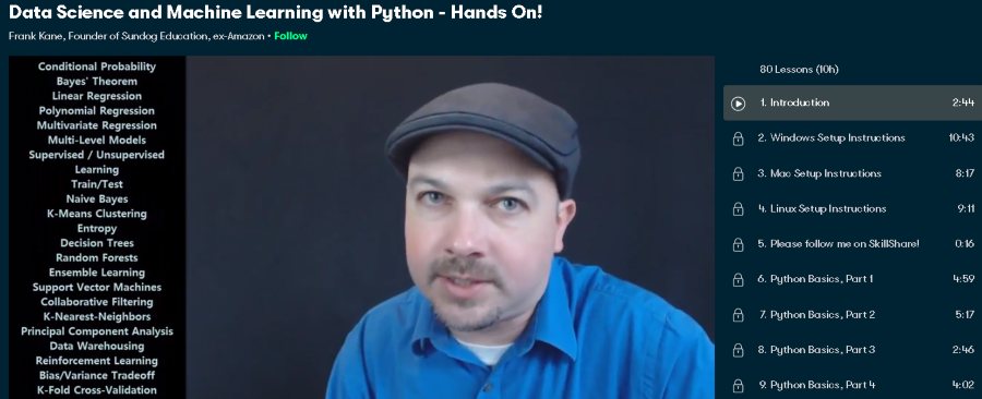 4. Data Science and Machine Learning with Python - Hands On! (Skillshare)