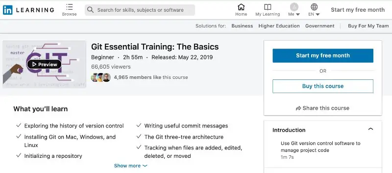 4. Git Essential Training: The Basics (LinkedIn Learning)