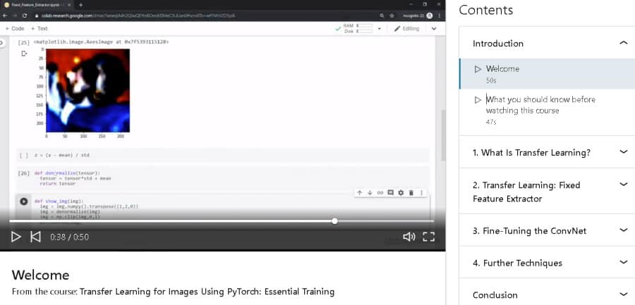 Transfer Learning for Images Using PyTorch Essential Training (LinkedIn Learning)
